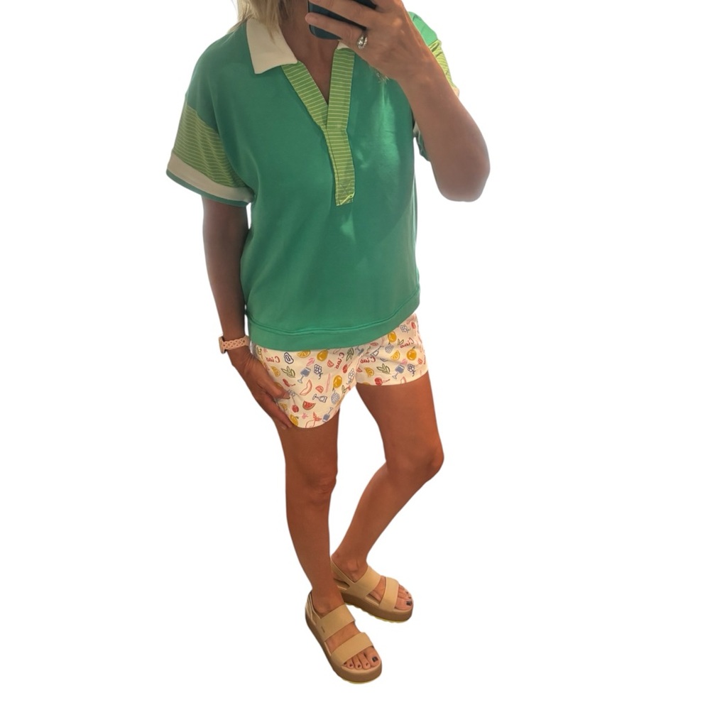 Umgee Polo style shirt in Green and White - Picture 2 of 9
